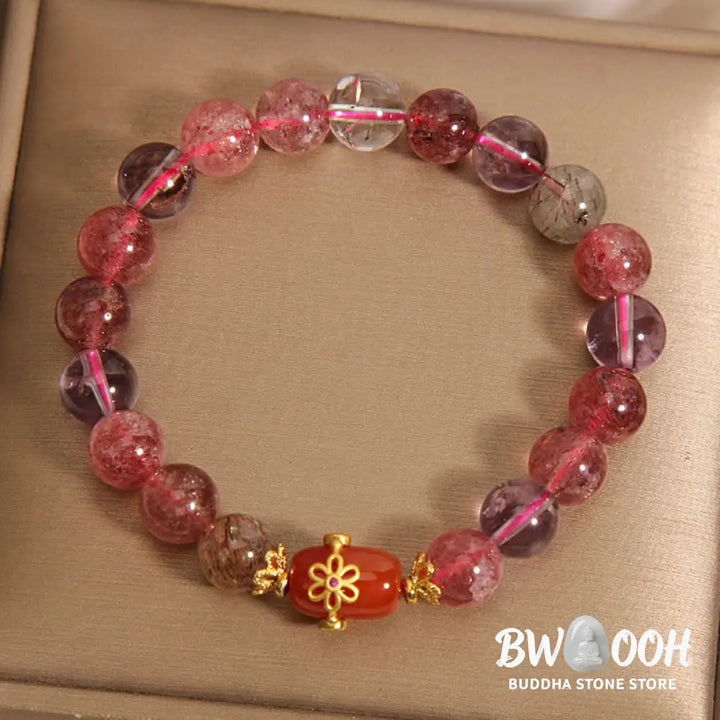 Buddha Stones Natural Super Seven Crystal Red Agate Positivity Bracelet - BWOOOH - Super Seven Crystal(Wrist