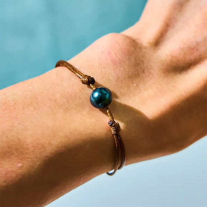 BWOOOH Natural Tahitian Black Pearl Bead Wax Rope Healing Bracelet — Pearl crystal healing bracelet for spiritual healing ...