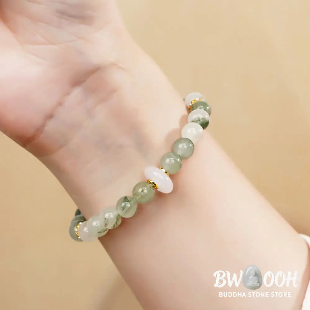 Buddha Stones Natural Tianshan Jade Chalcedony Luck Bracelet - BWOOOH - Jade(Wrist Circumference: 14-15cm) - Bracelet