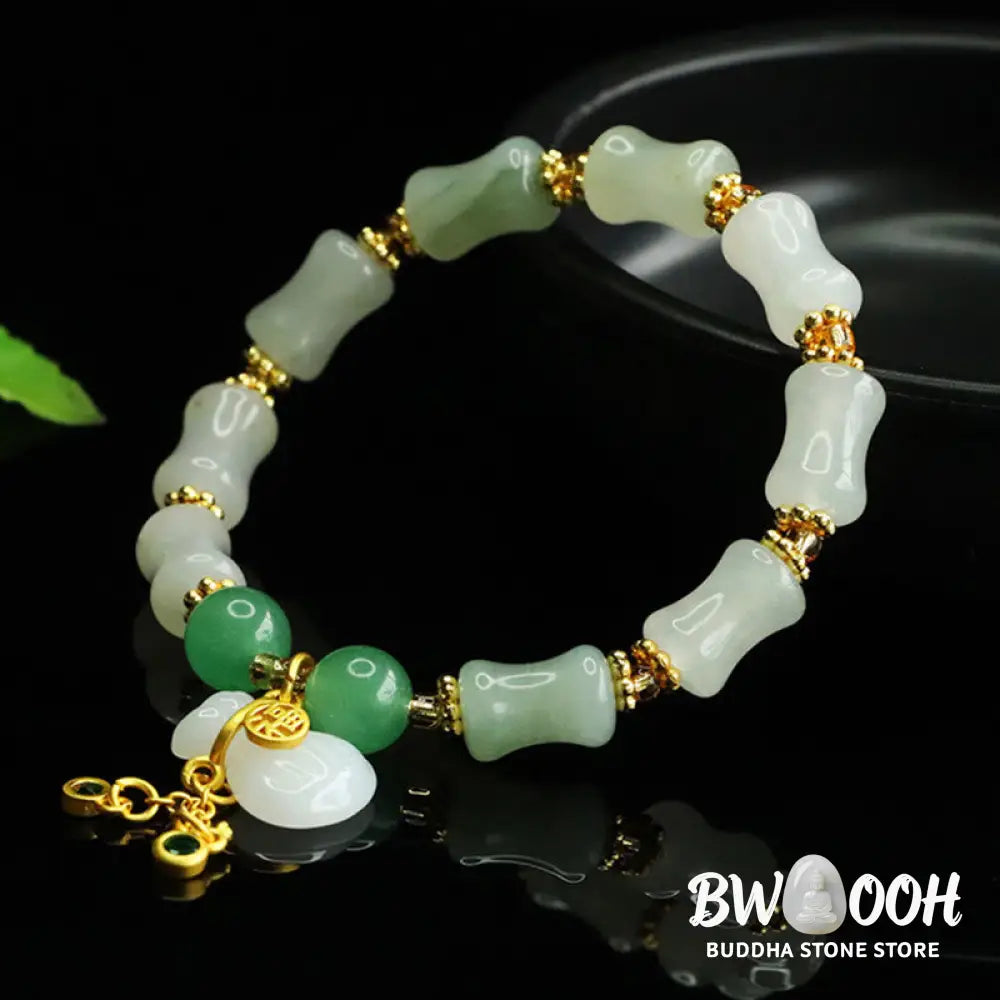 Buddha Stones Natural Tianshan Jade Fu Character Money Bag Pattern Prosperity Bracelet - Tianshan jade(Wrist