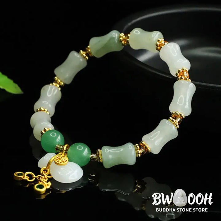 Buddha Stones Natural Tianshan Jade Fu Character Money Bag Pattern Prosperity Bracelet - Tianshan jade(Wrist
