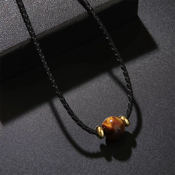 Buddha Stones Natural Tiger Eye Beaded Protection Wax Rope Necklace Pendant - BWOOOH - Tiger Eye - Necklaces &amp; Pendants