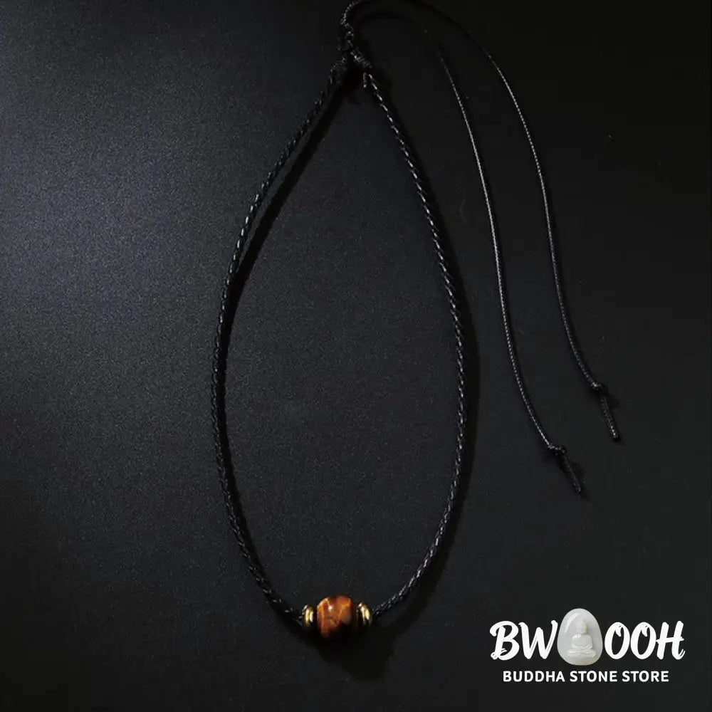 Buddha Stones Natural Tiger Eye Beaded Protection Wax Rope Necklace Pendant - BWOOOH - Tiger Eye - Necklaces &amp; Pendants