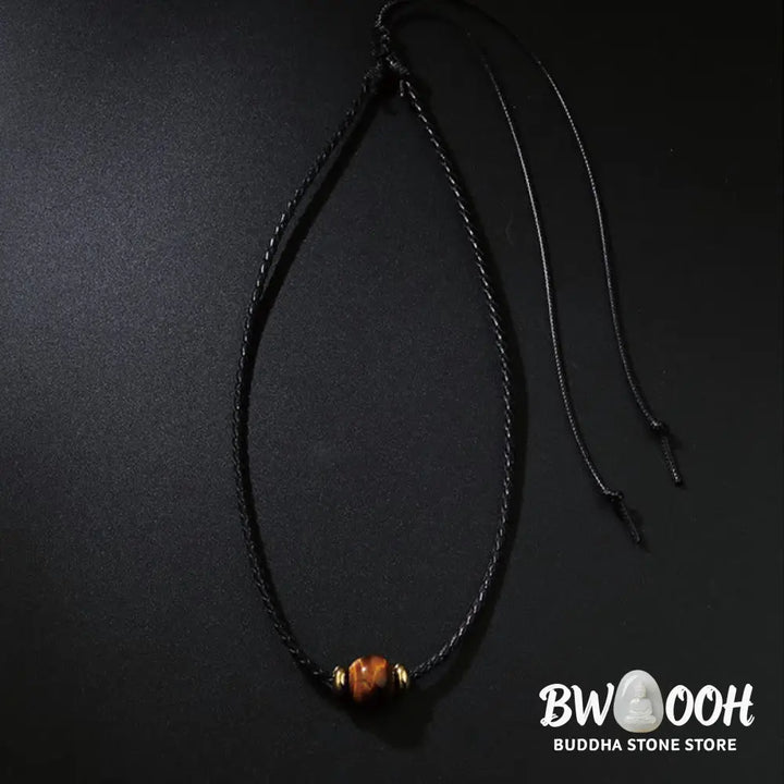 Buddha Stones Natural Tiger Eye Beaded Protection Wax Rope Necklace Pendant - BWOOOH - Tiger Eye - Necklaces &amp; Pendants