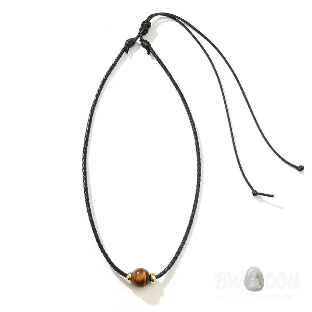 Buddha Stones Natural Tiger Eye Beaded Protection Wax Rope Necklace Pendant - BWOOOH - Tiger Eye - Necklaces &amp; Pendants