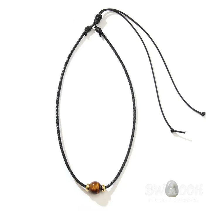 Buddha Stones Natural Tiger Eye Beaded Protection Wax Rope Necklace Pendant - BWOOOH - Tiger Eye - Necklaces &amp; Pendants