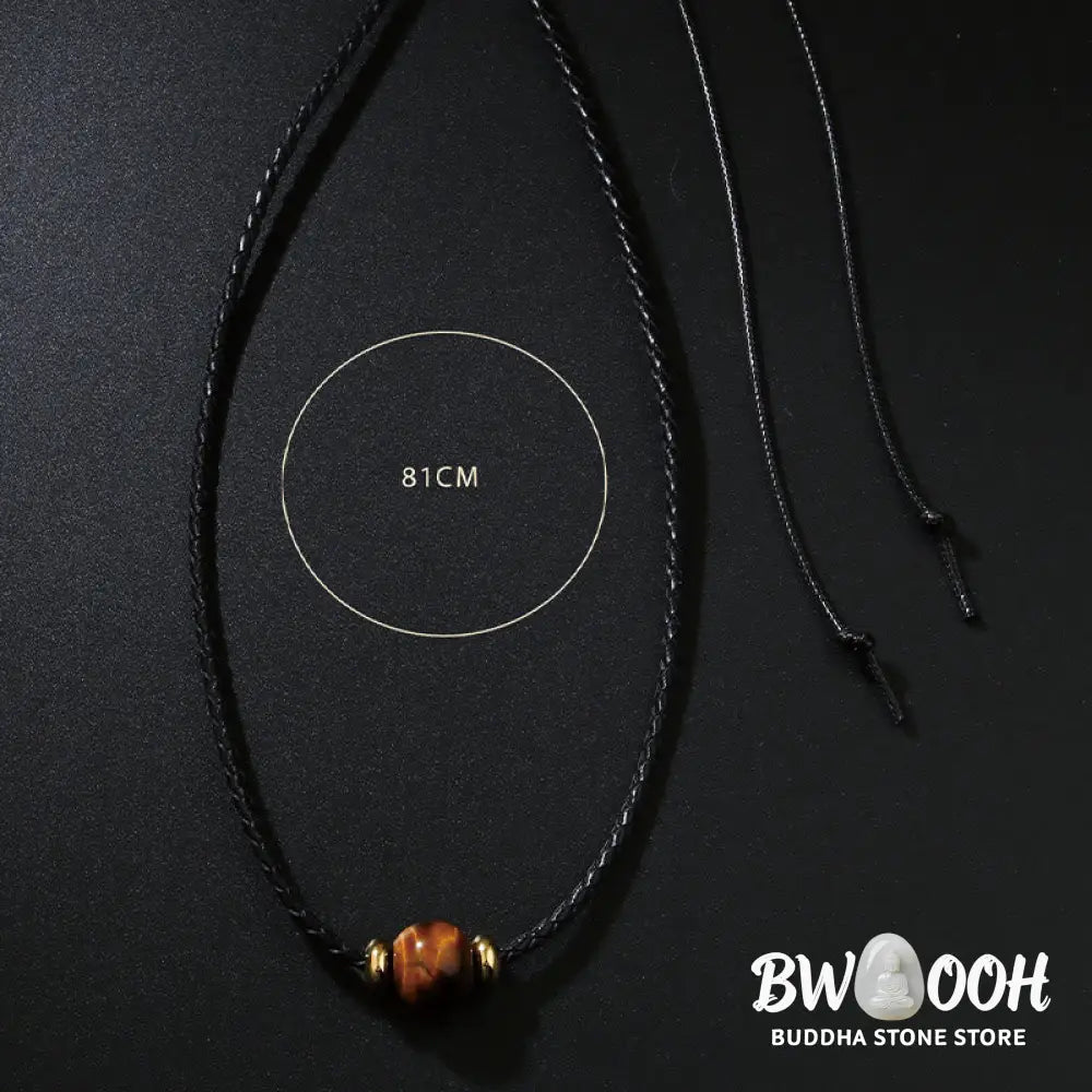 Buddha Stones Natural Tiger Eye Beaded Protection Wax Rope Necklace Pendant - BWOOOH - Tiger Eye - Necklaces &amp; Pendants