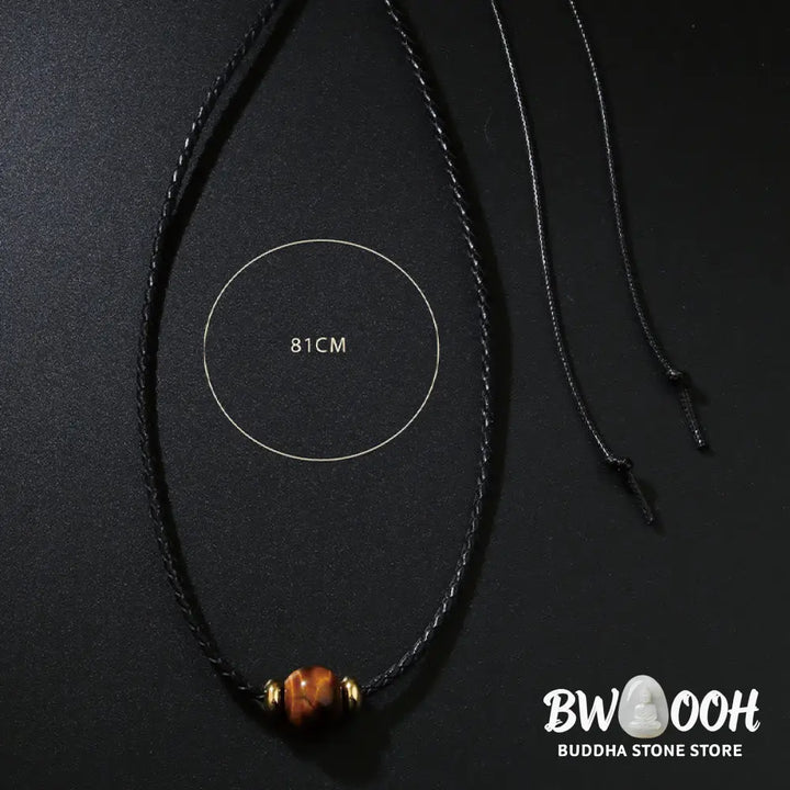 Buddha Stones Natural Tiger Eye Beaded Protection Wax Rope Necklace Pendant - BWOOOH - Tiger Eye - Necklaces &amp; Pendants