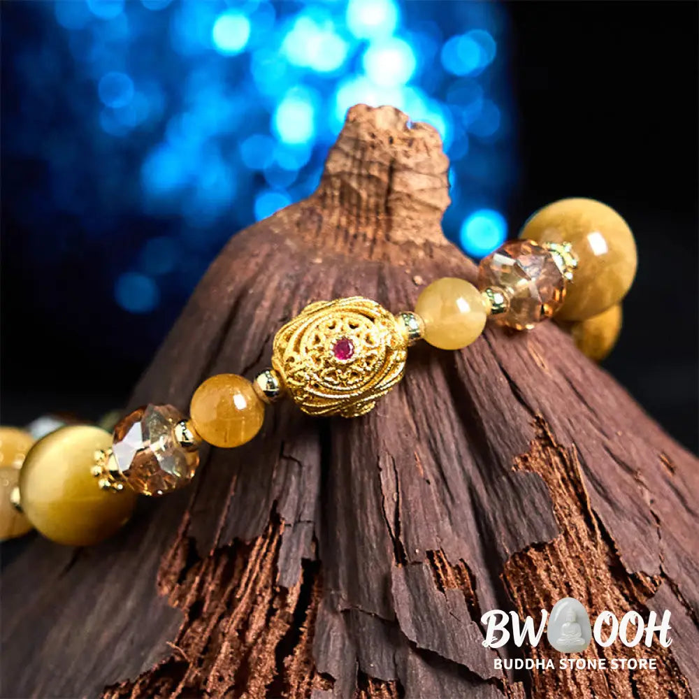 Buddha Stones Natural Tiger Eye Beads Weight Strength Bracelet - BWOOOH - Tiger Eye(Wrist Circumference: 15-17cm)