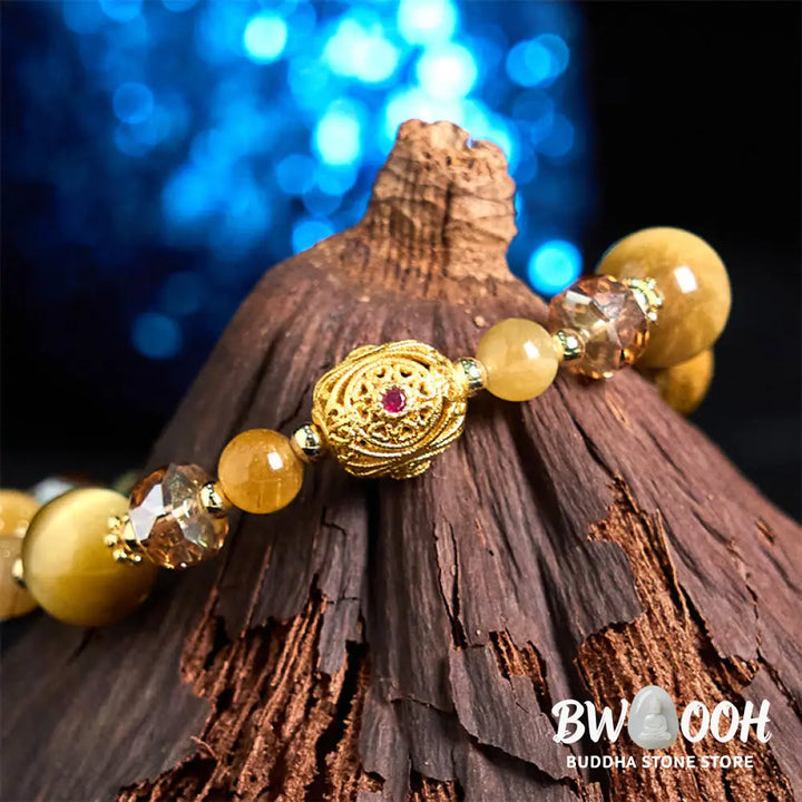 Buddha Stones Natural Tiger Eye Beads Weight Strength Bracelet - BWOOOH - Tiger Eye(Wrist Circumference: 15-17cm)