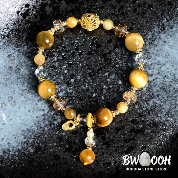 Buddha Stones Natural Tiger Eye Beads Weight Strength Bracelet - BWOOOH - Tiger Eye(Wrist Circumference: 15-17cm)