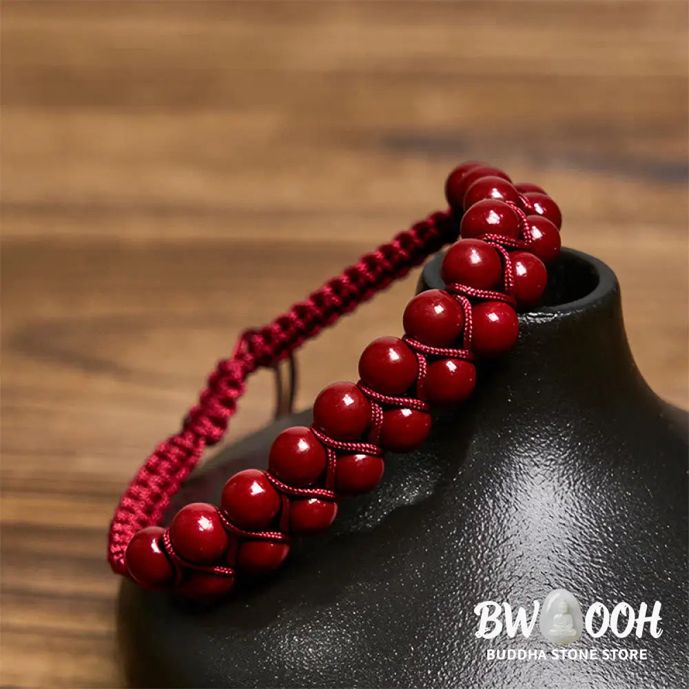 Buddha Stones Natural Tiger Eye Cinnabar Hand-woven Double Row Beads Protection Bracelet - BWOOOH - Bracelet
