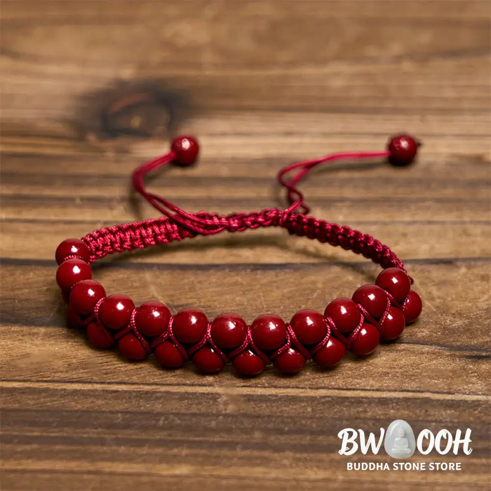 Buddha Stones Natural Tiger Eye Cinnabar Hand-woven Double Row Beads Protection Bracelet - BWOOOH - Bracelet