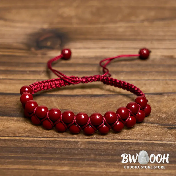 Buddha Stones Natural Tiger Eye Cinnabar Hand-woven Double Row Beads Protection Bracelet - BWOOOH - Bracelet