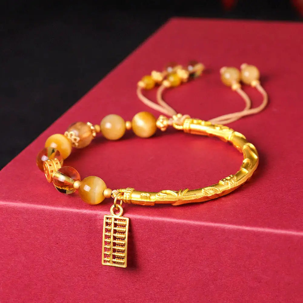 BWOOOH Natural Tiger Eye Citrine Abacus Charm Protection Bracelet - BWOOOH - Tiger Eye Citrine(Inner Diameter: