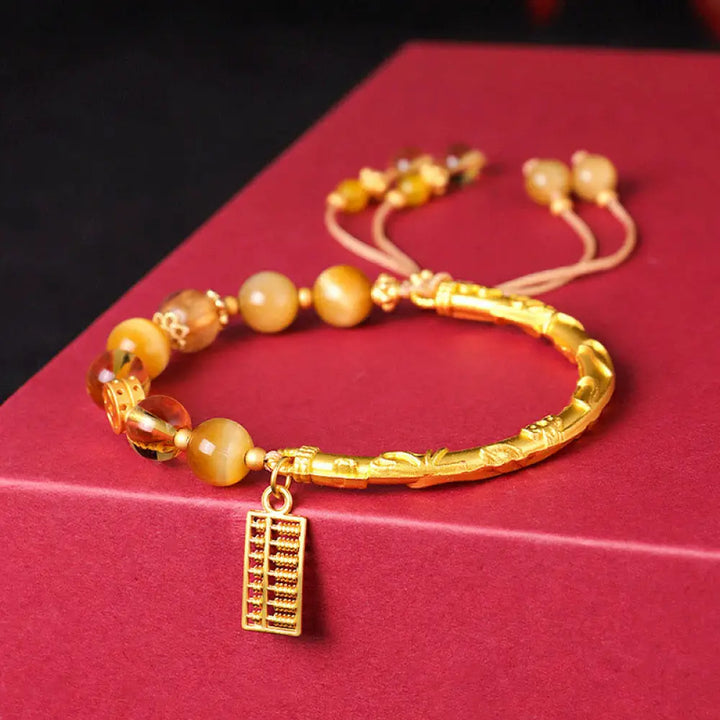 BWOOOH Natural Tiger Eye Citrine Abacus Charm Protection Bracelet - BWOOOH - Tiger Eye Citrine(Inner Diameter: