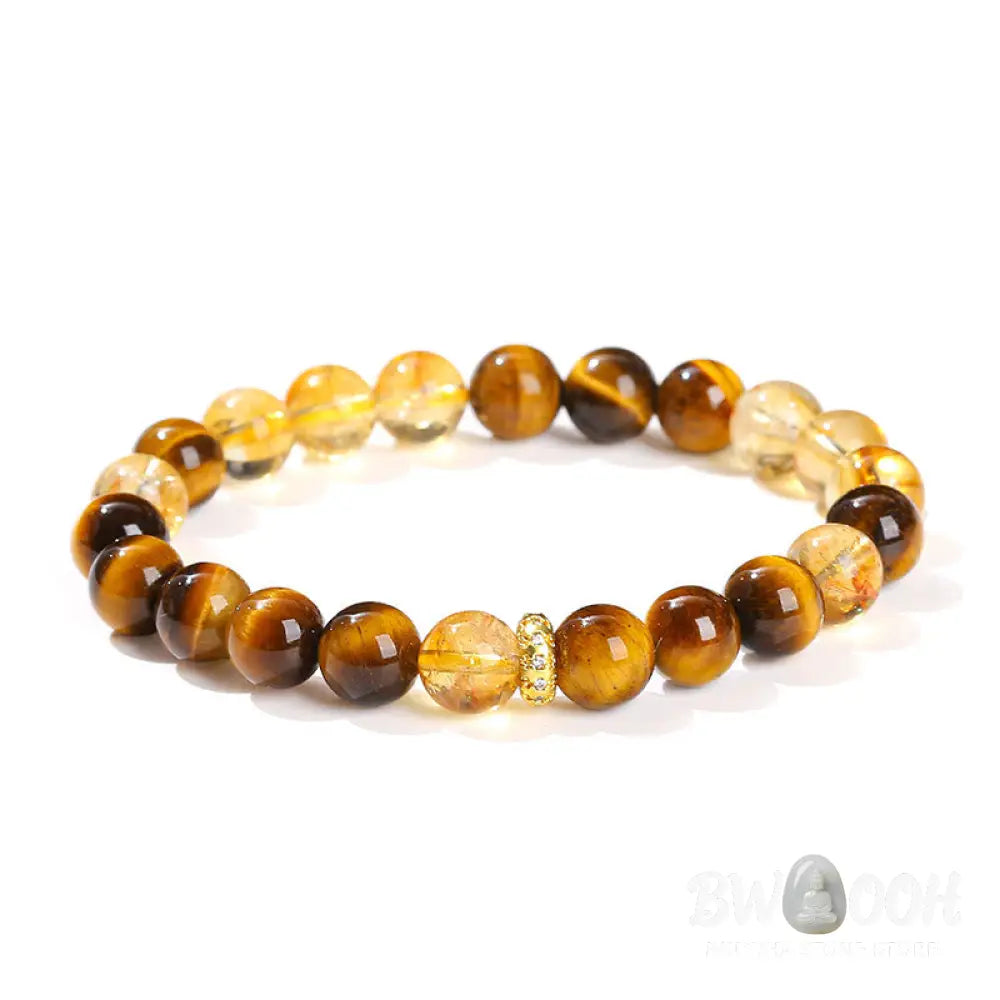 Buddha Stones Natural Tiger Eye Citrine Beads Strength Bracelet - BWOOOH - Tiger Eye Citrine(Wrist Circumference: