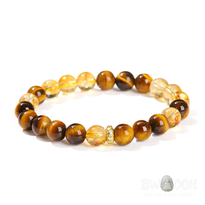 Buddha Stones Natural Tiger Eye Citrine Beads Strength Bracelet - BWOOOH - Tiger Eye Citrine(Wrist Circumference: