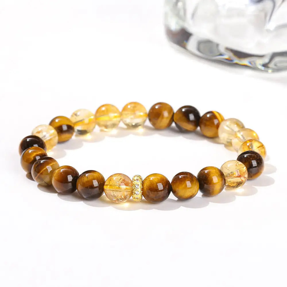 BWOOOH Natural Tiger Eye Citrine Beads Strength Bracelet - BWOOOH - Tiger Eye Citrine(Wrist Circumference: