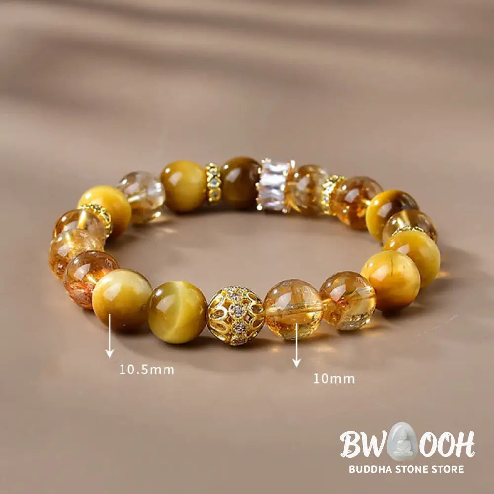 Buddha Stones Natural Tiger Eye Citrine Beads Strength Courage Bracelet - BWOOOH - Tiger Eye Citrine(Wrist