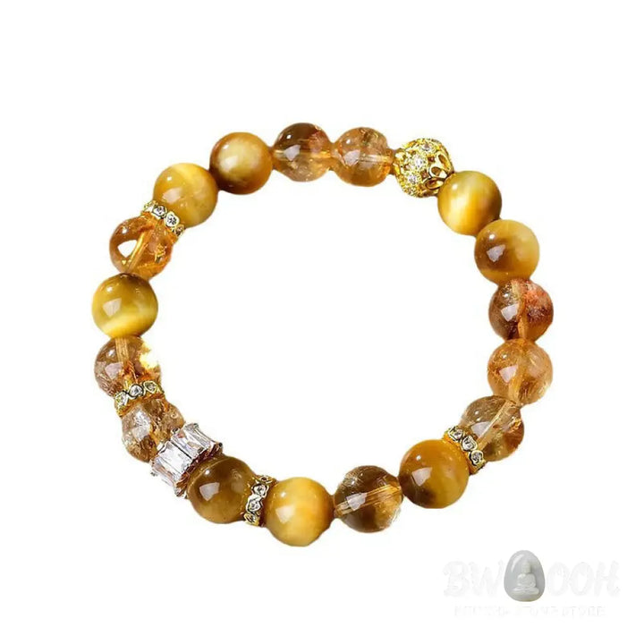 Buddha Stones Natural Tiger Eye Citrine Beads Strength Courage Bracelet - BWOOOH - Tiger Eye Citrine(Wrist