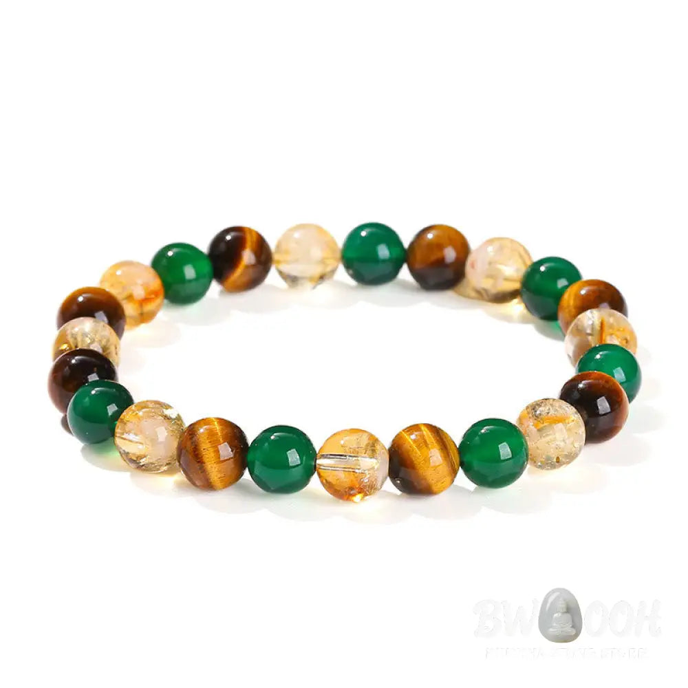 Buddha Stones Natural Tiger Eye Green Agate Citrine Mix And Match Beads Protection Bracelet - BWOOOH - Tiger Eye Green