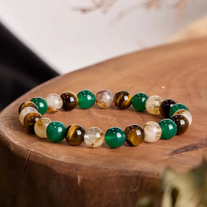 BWOOOH Natural Tiger Eye Green Agate Citrine Mix And Match Beads Protection Bracelet — Tiger Eye crystal healing bracelet ...