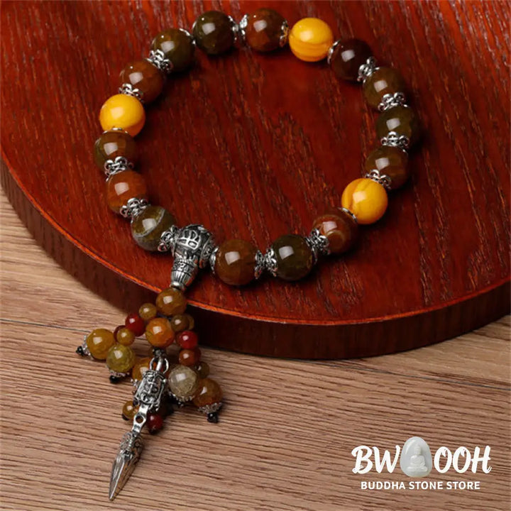 Buddha Stones Natural Tiger Eye Red Agate Dragon Vein Agate Stone Vajra Dorje Power Healing Bracelet Car Decoration
