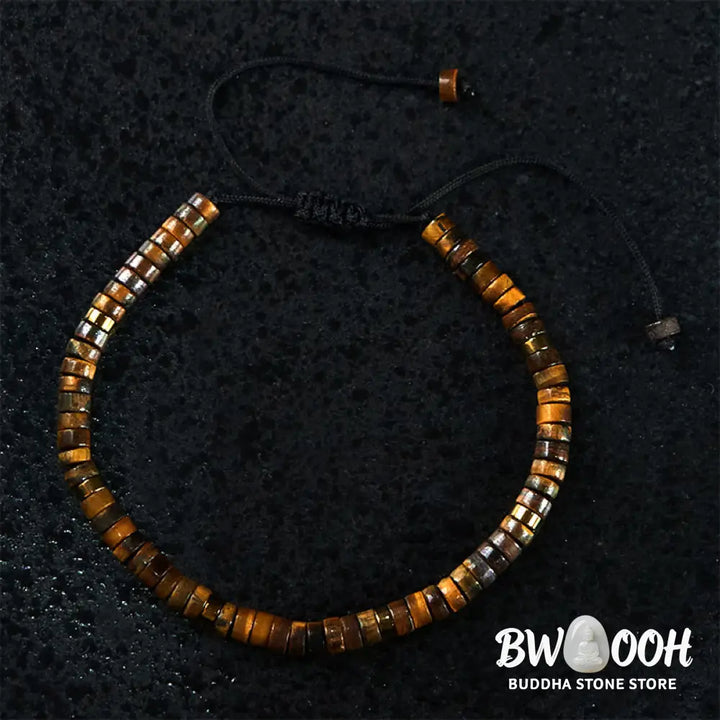 Buddha Stones Natural Tiger Eye Spacer Bead Courage Bracelet - BWOOOH - Tiger Eye(Wrist Circumference: 14-26cm)