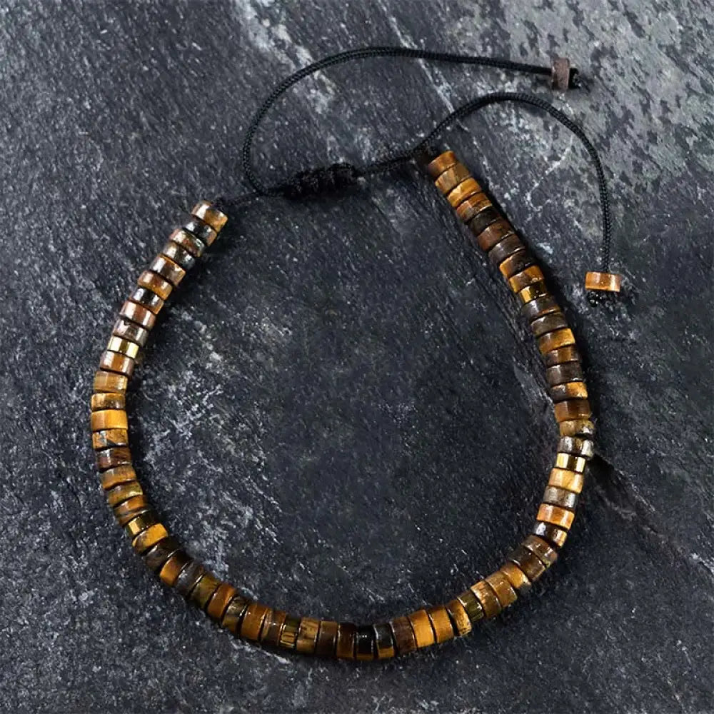 BWOOOH Natural Tiger Eye Spacer Bead Courage Bracelet — Tiger Eye crystal healing bracelet for spiritual healing and mindf...
