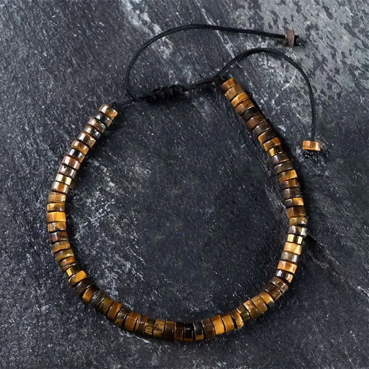 BWOOOH Natural Tiger Eye Spacer Bead Courage Bracelet — Tiger Eye crystal healing bracelet for spiritual healing and mindf...