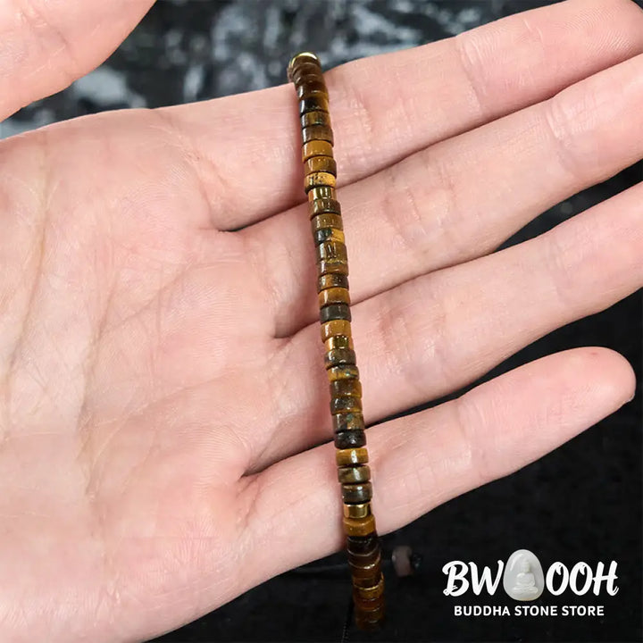 Buddha Stones Natural Tiger Eye Spacer Bead Courage Bracelet - BWOOOH - Tiger Eye(Wrist Circumference: 14-26cm)