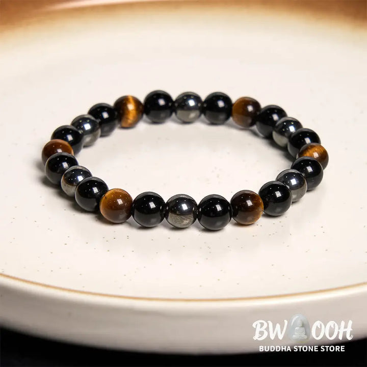 Buddha Stones Natural Tiger’s Eye Obsidian Hematite Positive Powerful Bracelet - BWOOOH - Bracelet