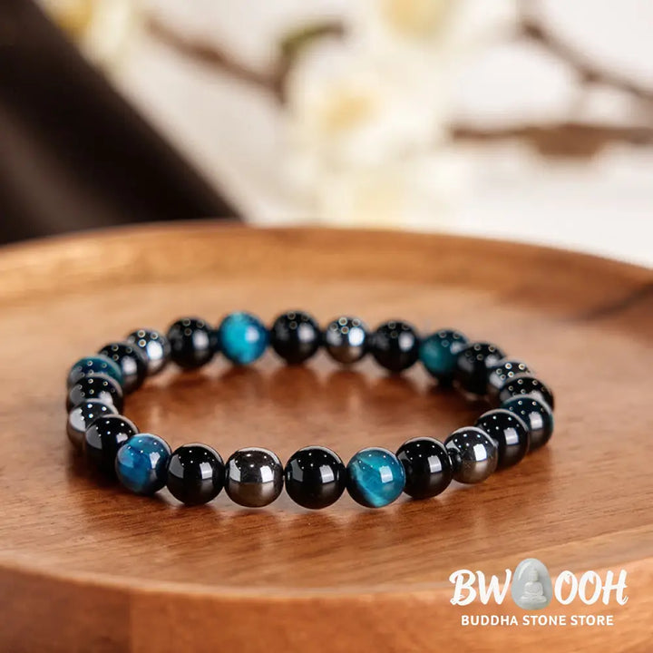 Buddha Stones Natural Tiger’s Eye Obsidian Hematite Positive Powerful Bracelet - BWOOOH - Bracelet