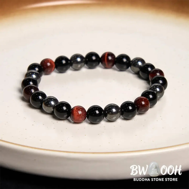 Buddha Stones Natural Tiger’s Eye Obsidian Hematite Positive Powerful Bracelet - BWOOOH - Bracelet