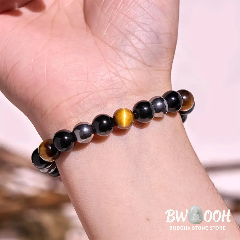 Buddha Stones Natural Tiger’s Eye Obsidian Hematite Positive Powerful Bracelet - BWOOOH - Bracelet