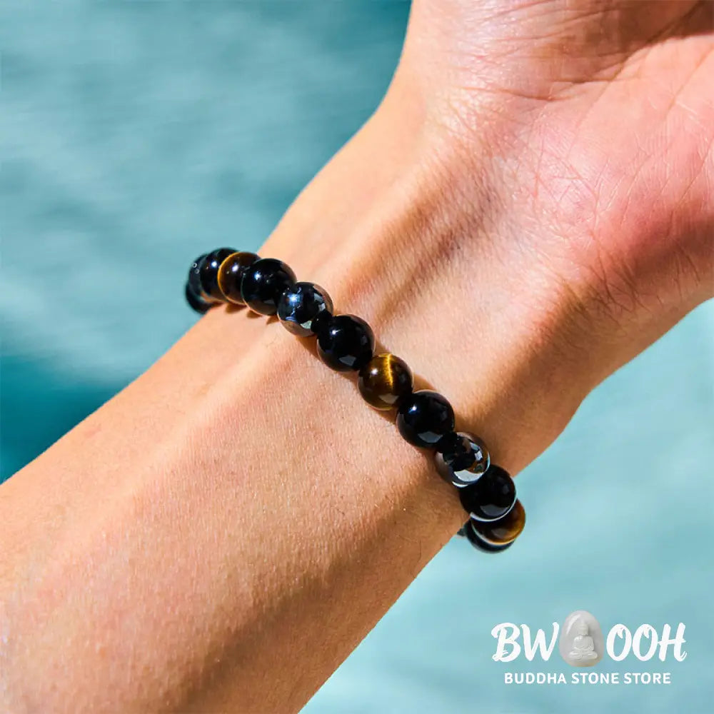 Buddha Stones Natural Tiger’s Eye Obsidian Hematite Positive Powerful Bracelet - BWOOOH - Bracelet