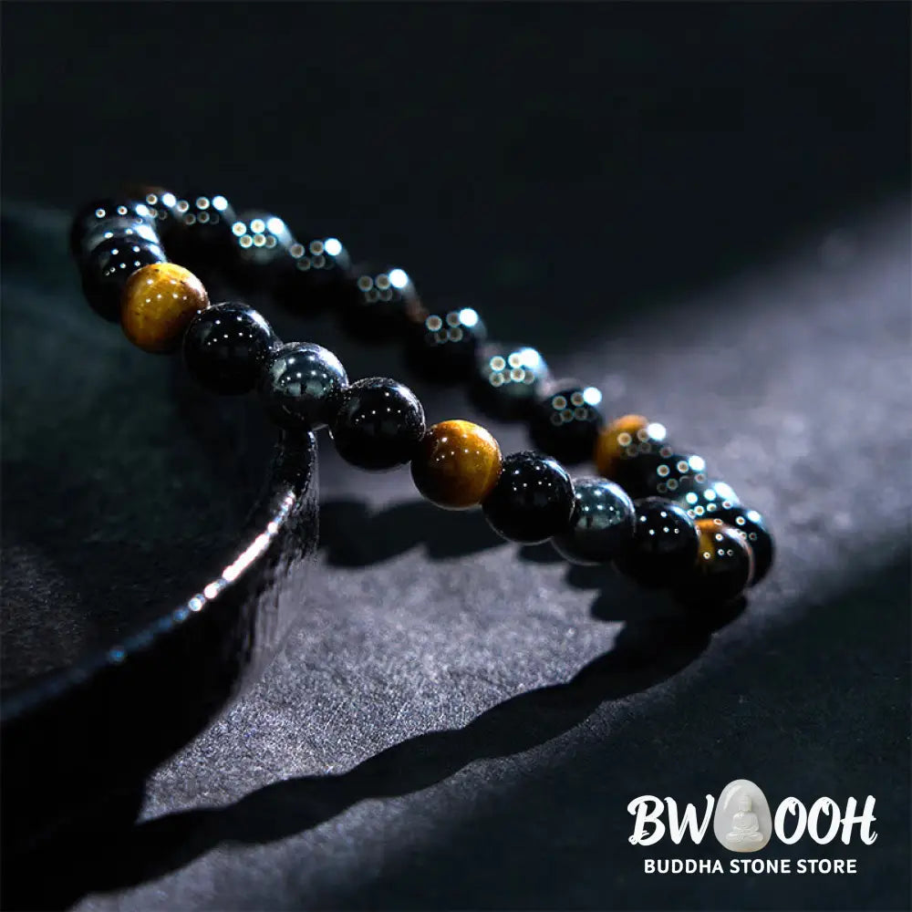 Buddha Stones Natural Tiger’s Eye Obsidian Hematite Positive Powerful Bracelet - BWOOOH - Bracelet
