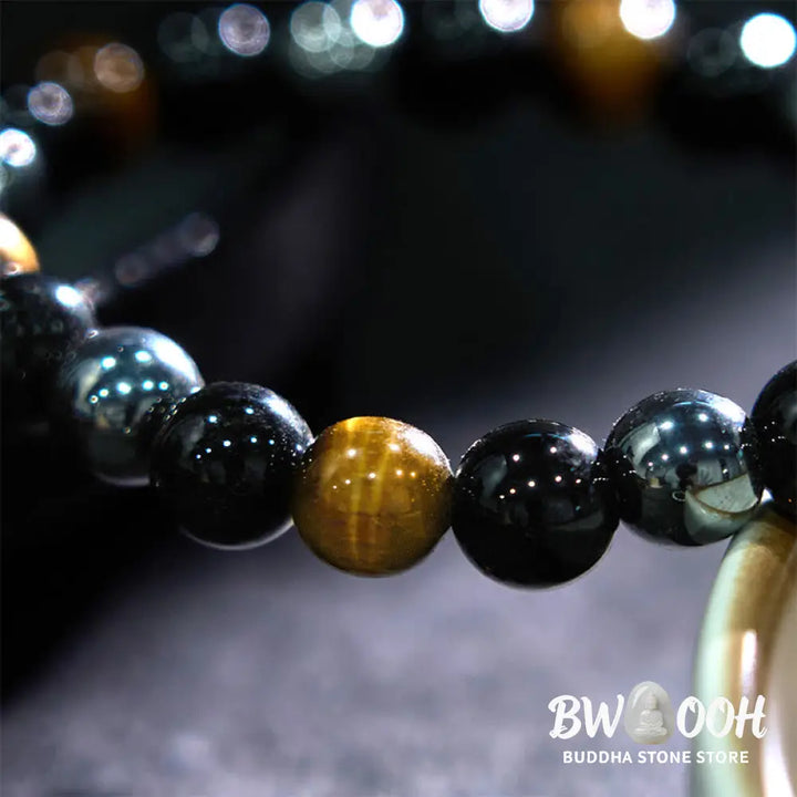 Buddha Stones Natural Tiger’s Eye Obsidian Hematite Positive Powerful Bracelet - BWOOOH - Bracelet