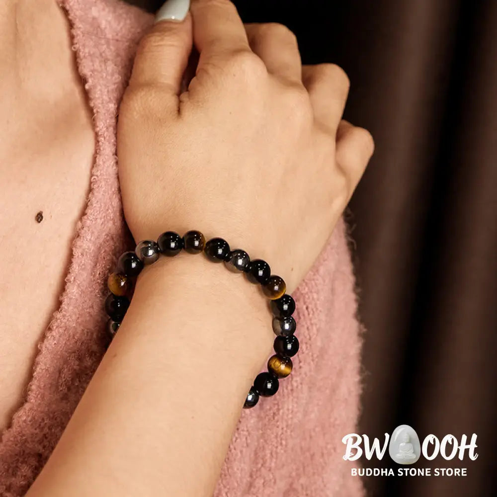 Buddha Stones Natural Tiger’s Eye Obsidian Hematite Positive Powerful Bracelet - BWOOOH - Bracelet