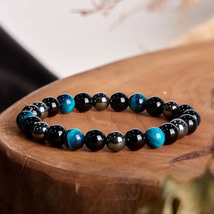 Buddha Stones Natural Tiger’s Eye Obsidian Hematite Positive Powerful Bracelet - BWOOOH - Blue Tiger Eye Obsidian