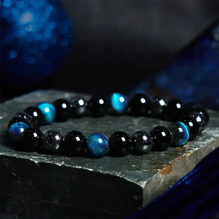 Buddha Stones Natural Tiger’s Eye Obsidian Hematite Positive Powerful Bracelet - BWOOOH - Blue Tiger Eye Obsidian