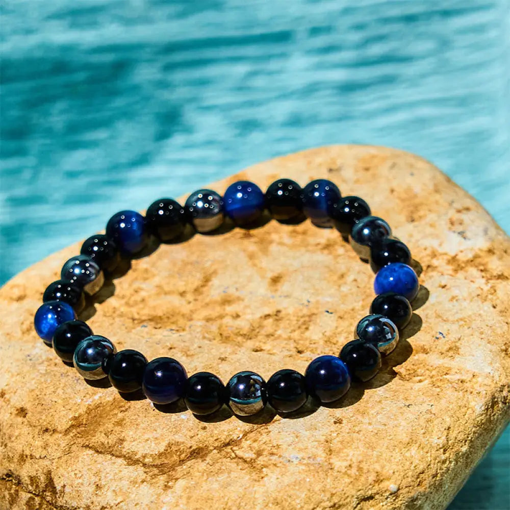 Buddha Stones Natural Tiger’s Eye Obsidian Hematite Positive Powerful Bracelet - BWOOOH - Lazurite Tiger Eye Obsidian