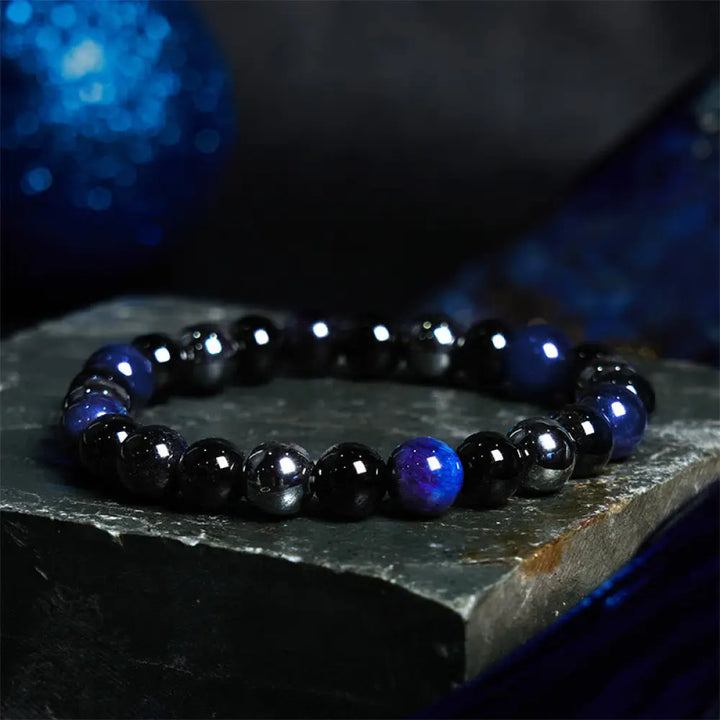 Buddha Stones Natural Tiger’s Eye Obsidian Hematite Positive Powerful Bracelet - BWOOOH - Lazurite Tiger Eye Obsidian
