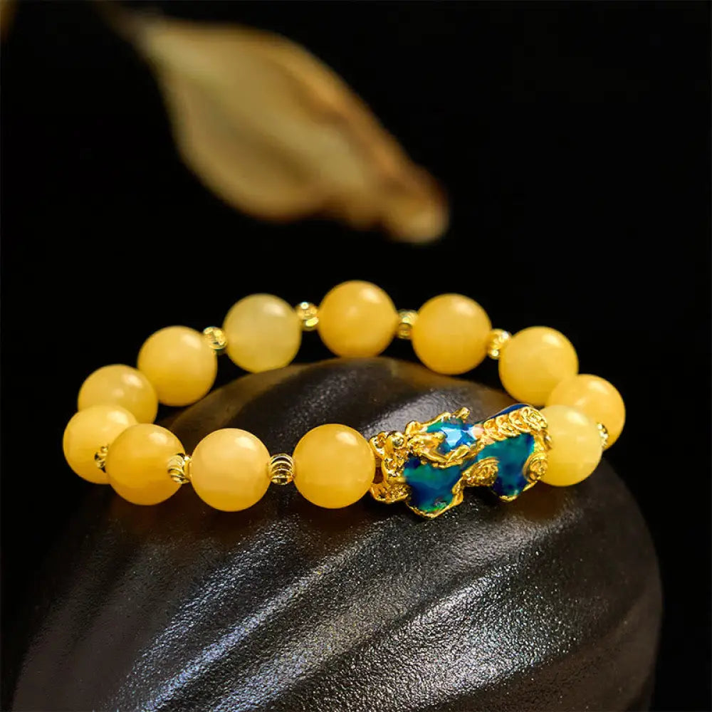BWOOOH Natural Topaz Color Change PiXiu Wealth Bracelet — PiXiu feng shui bracelet for spiritual healing and mindful living