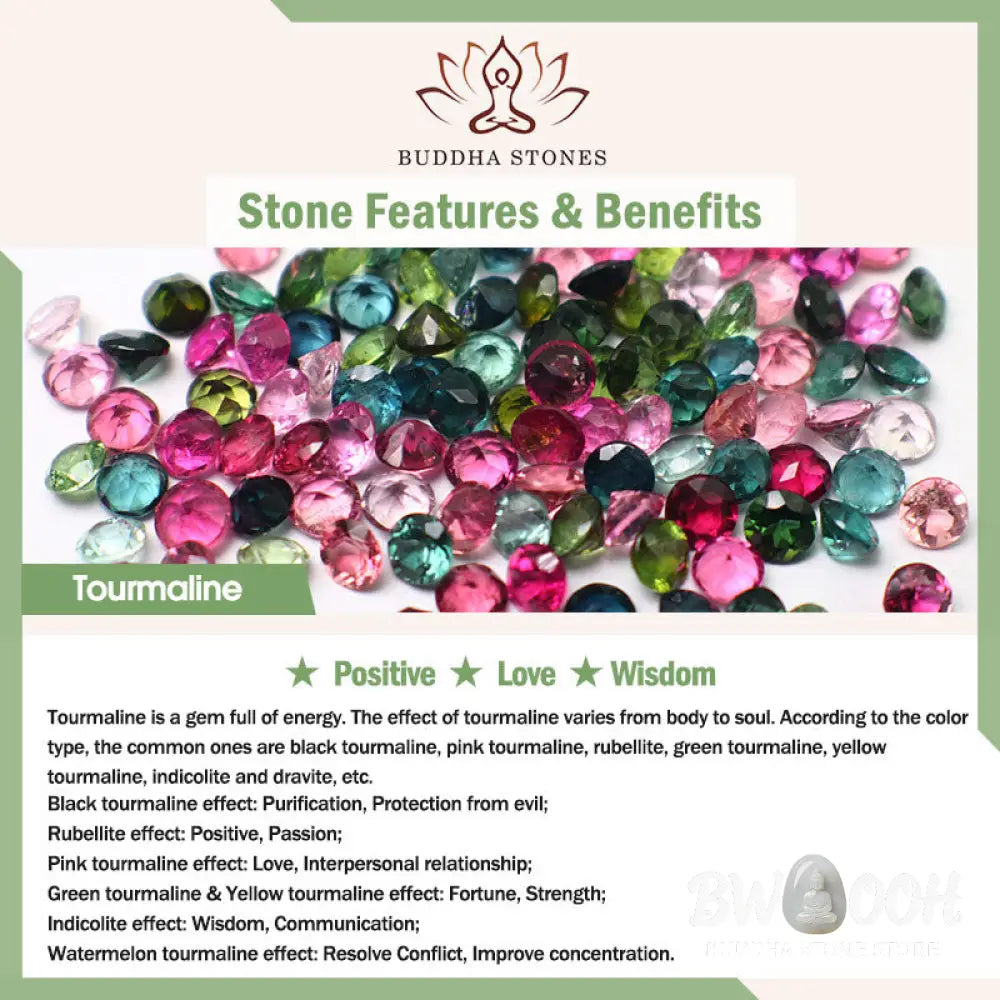 Buddha Stones Natural Tourmaline Love Wisdom Bracelet - BWOOOH - Bracelet