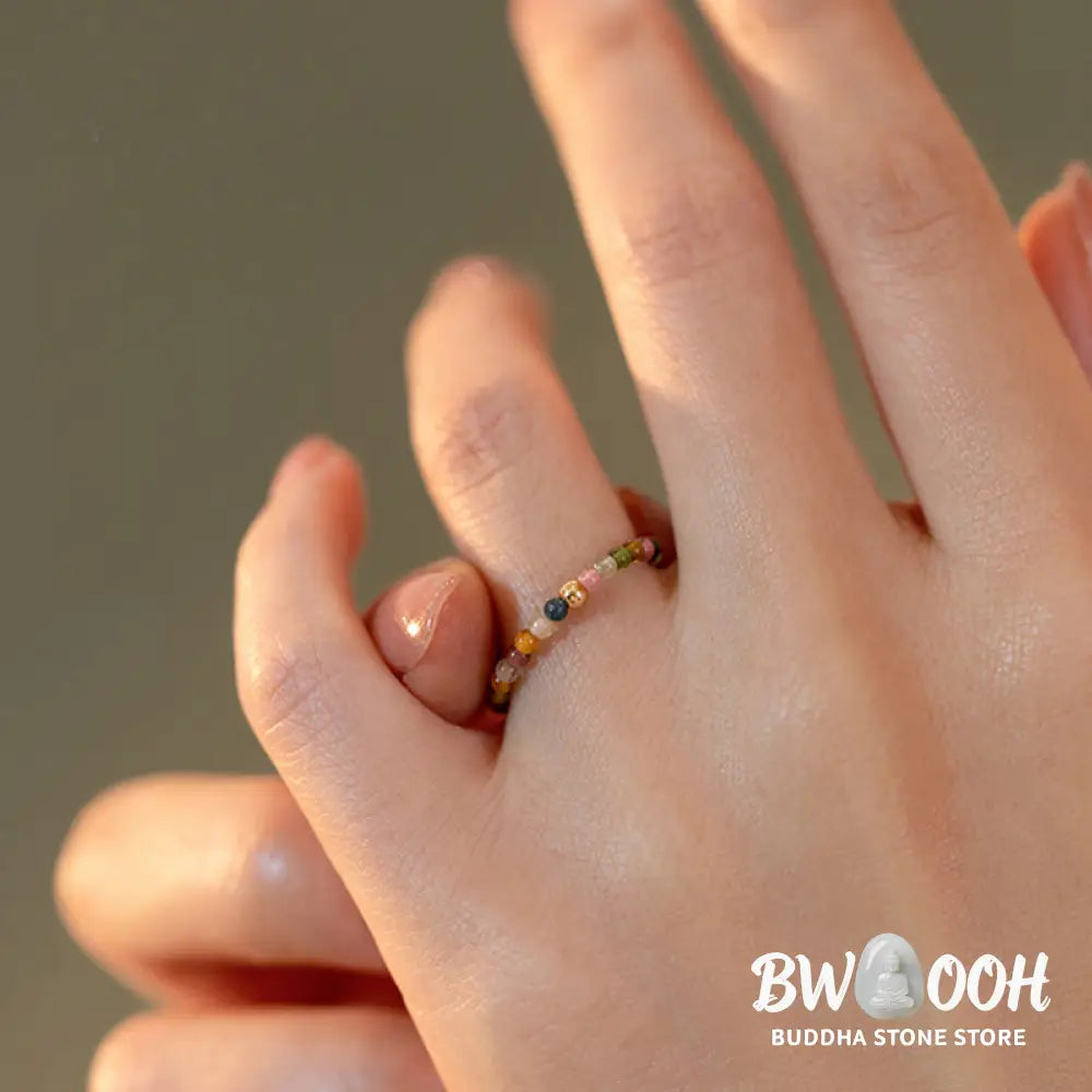 Buddha Stones Natural Tourmaline Positive Love Ring - BWOOOH - Ring