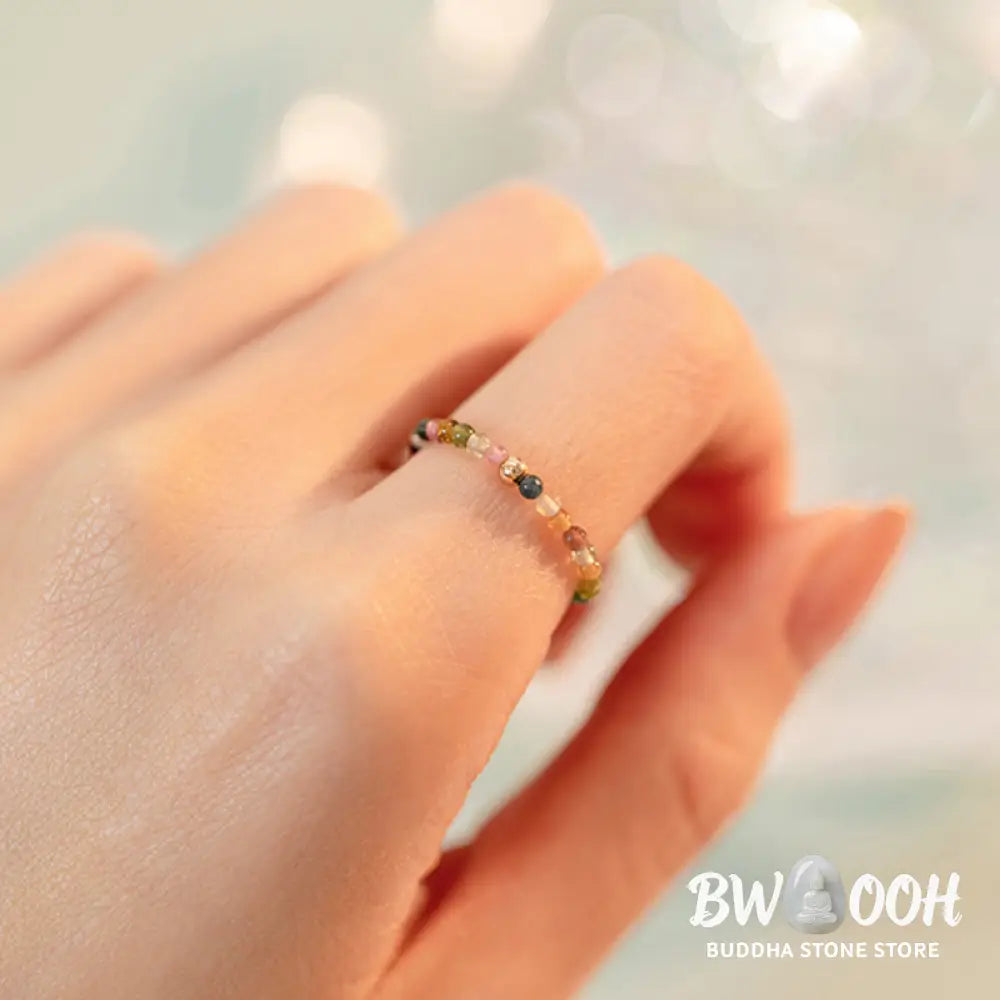 Buddha Stones Natural Tourmaline Positive Love Ring - BWOOOH - Ring