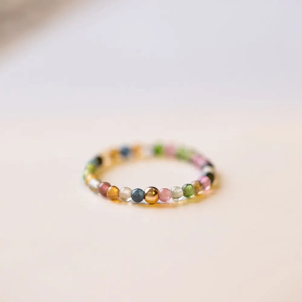 BWOOOH Natural Tourmaline Positive Love Ring — Tourmaline crystal healing bracelet for spiritual healing and mindful living