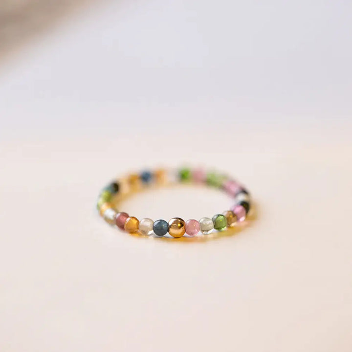 BWOOOH Natural Tourmaline Positive Love Ring — Tourmaline crystal healing bracelet for spiritual healing and mindful living